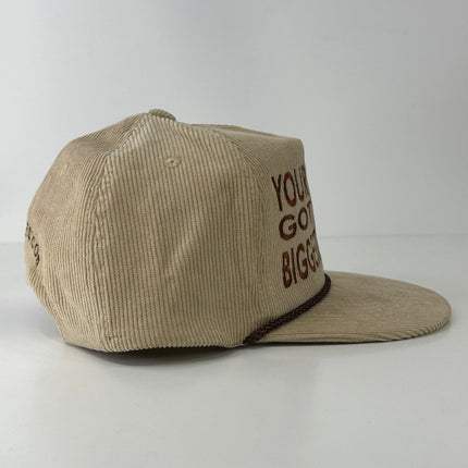 YOUR MOM GOT THE BIGGEST BOOTY Khaki Rope SnapBack Cap Hat Funny Custom Embroidered Collab Rowdy Roger