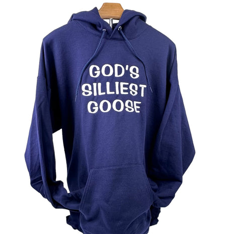GOD’S SILLIEST GOOSE Navy HOODIE Custom Embroidered
