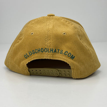 Deer Scene Rope Mustard Cordaroy Snapback Cap Hat Deer Hunting Custom Embroidered