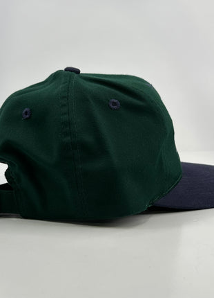 East Coast dirtbag on a blue and green strap back hat cap Collab cut the activist custom embroidery ￼