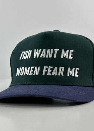 FISH WANT ME WOMEN FEAR ME Vintage Custom Embroidered FUNNY