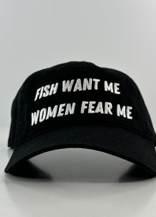 FISH WANT ME WOMEN FEAR ME Vintage Custom Embroidered FUNNY