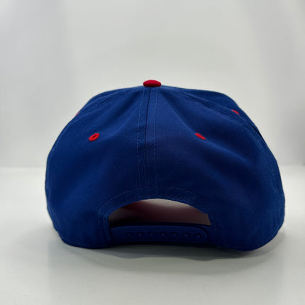 East Coast dirtbag on a blue and red snapback hat cap Collab cut the activist custom embroidery ￼