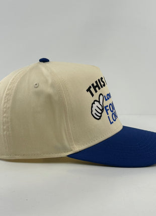 THIS GUY LOVES FOUR LOKO Natural Blue Brim SnapBack Cap Hat Custom Embroidery