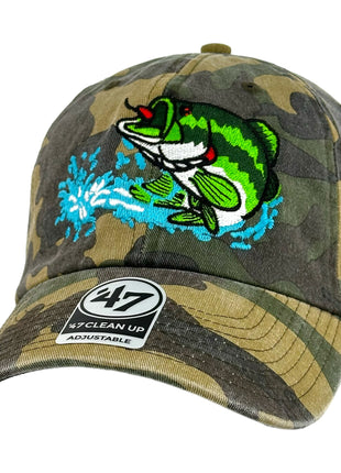 BASS FISHING HAT CAMO Custom Embroidered ￼