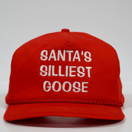Santa’s Silliest Goose Custom Embroidered Red Rope SnapBack Hat