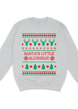 Santa's Little Alcoholic Ugly Christmas Custom Printed Sweatshirt