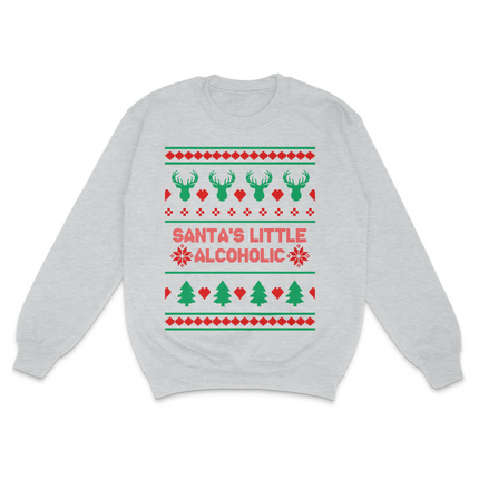 Santa's Little Alcoholic Ugly Christmas Custom Printed Sweatshirt