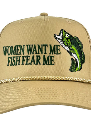 WOMEN WANT ME FISH FEAR ME BASS HAT CUSTOM EMBROIDERY