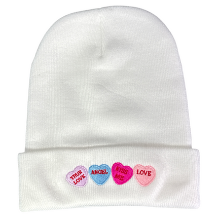 Valentines Day Candy Heart Beanie