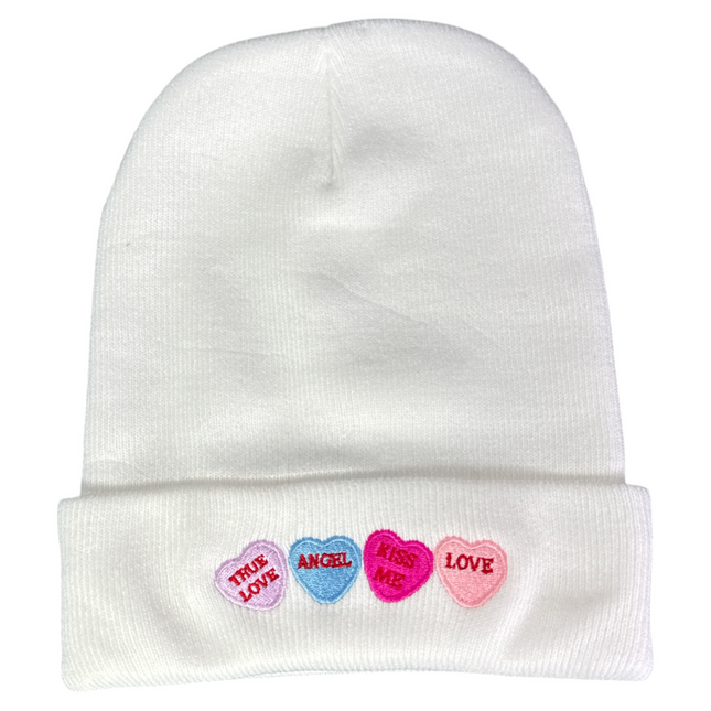 Valentines Day Candy Heart Beanie