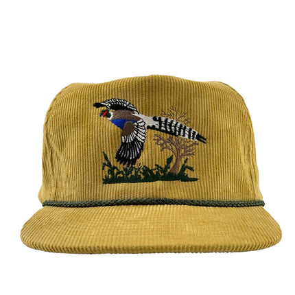 Pheasant Mustard￼ Cordaroy SnapBack Cap Hat Rope Hunting Custom Embroidered