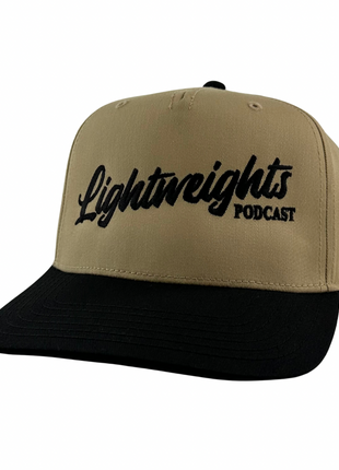 Lightweights Podcast Official Merch Tan/Black SnapBack Hat Custom Embroidered