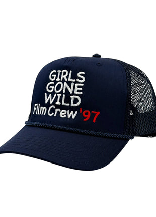 Girls Gone Wild Film Crew 97 Trucker Cap Hat Navy Custom Embroidered