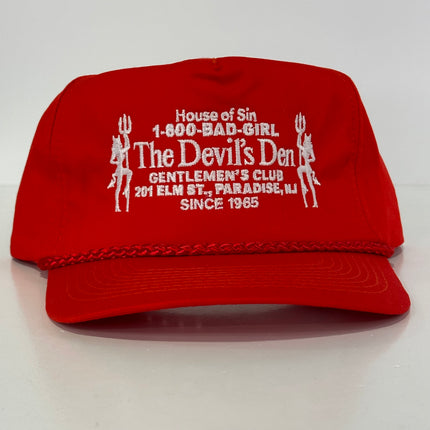 The Devils Den Gentlemen’s Club on a red rope SnapBack Hat Cap Collab Iggyman Custom Embroidery
