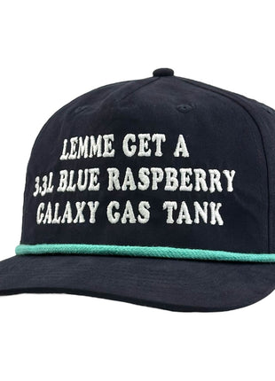 LEMME GET A 3.3L Blue Raspberry Galaxy Gas Tank Hat CUSTOM EMBROIDERY
