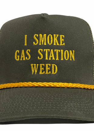 I smoke gas station Custom Embroidered Trucker Mesh Rope SnapBack