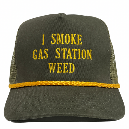 I smoke gas station Custom Embroidered Trucker Mesh Rope SnapBack