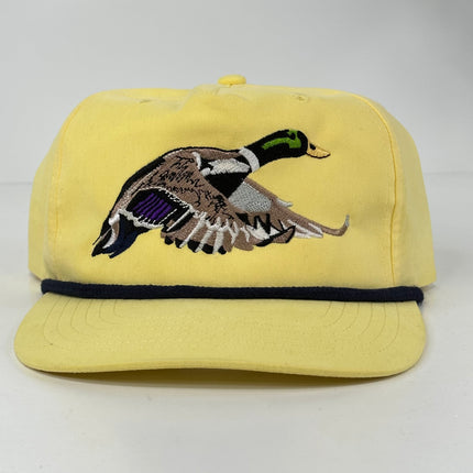 Mallard Duck Hunting On a yellow Rope SnapBack Hat Cap Custom Embroidered