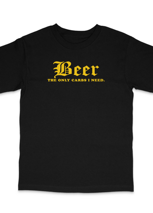 Beer The Only Carbs I Need Custom Printed Black T-Shirt