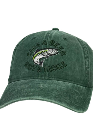 Cigs & Beer Bait & Tackle Fishing Hat Custom Embroidered