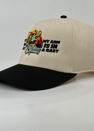CANT WORK TODAY MY ARM IS IN A CAST FISHING SNAPBACK HAT Funny CAP CUSTOM EMBROIDERED