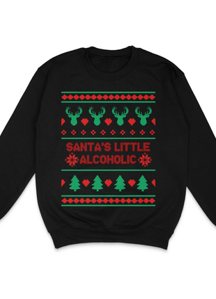 Santa's Little Alcoholic Ugly Christmas Custom Printed Sweatshirt