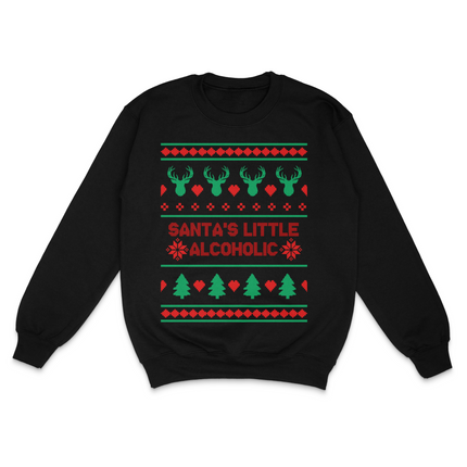 Santa's Little Alcoholic Ugly Christmas Custom Printed Sweatshirt