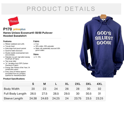 GOD’S SILLIEST GOOSE Navy HOODIE Custom Embroidered