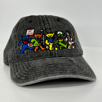 Golf Bears GD Distressed Stonewash Strapback 6 Panel Dad Hat Cap ￼Custom Embroidered