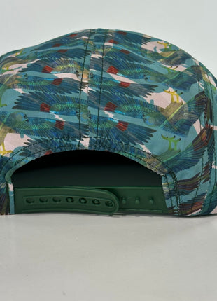 Mallard Duck Hunting on a feathered print 5 panel SnapBack Hat Cap