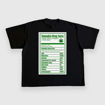 CANNABIS DRUG FACTS CUSTOM PRINTED T-SHIRT