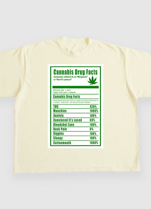 CANNABIS DRUG FACTS CUSTOM PRINTED T-SHIRT