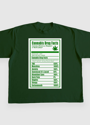 CANNABIS DRUG FACTS CUSTOM PRINTED T-SHIRT
