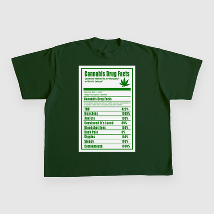 CANNABIS DRUG FACTS CUSTOM PRINTED T-SHIRT