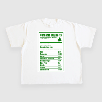 CANNABIS DRUG FACTS CUSTOM PRINTED T-SHIRT