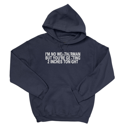 Funny Weather Joke Hoodie Meme Pullover Sweatshirt I’m No Weatherman But You’re Getting 2 Inches Tonight Unisex