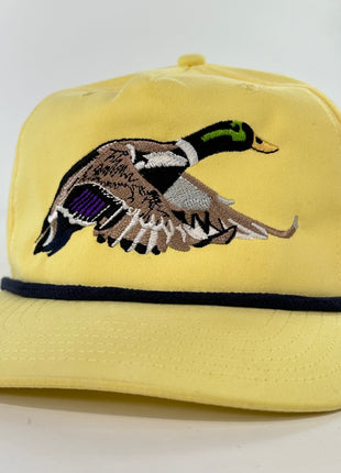 Mallard Duck Hunting On a yellow Rope SnapBack Hat Cap Custom Embroidered