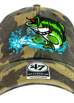 BASS FISHING HAT CAMO Custom Embroidered ￼
