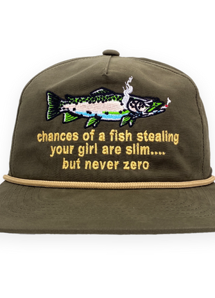 Chances of a Fish Stealing Your Girl Custom Embroidered Hat