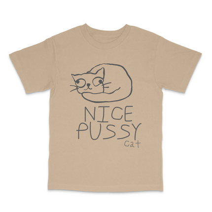 Nice Pussy Cat Funny Meme T-Shirt Viral Cat Joke Shirt, Adult Humor Novelty Tee