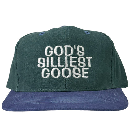 GOD'S SILLIEST GOOSE MID Crown Green Navy Blue Strapback Hat Cap Custom Embroidery