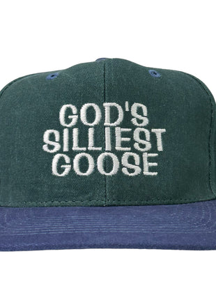 GOD'S SILLIEST GOOSE MID Crown Green Navy Blue Strapback Hat Cap Custom Embroidery Tony Cavalero