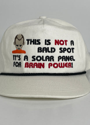 This is not a bald spot it’s a solar panel for brain power custom embroidered Twill White/Black Rope SnapBack cap hat