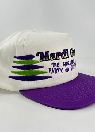 MARDI GRAS THE GREATEST PARTY ON EARTH Purple Crown SnapBack Cap Hat Costume Embroidered ￼
