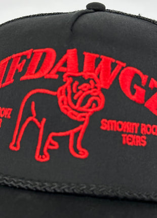 MFDAWGZ Mack Bulldog ￼on a black mesh SnapBack Hay Cap Collab Iggyman Custom Embroidered