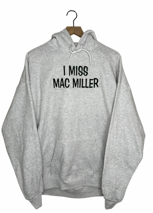 I Miss Mac Miller Custom Embroidered Ash Gray Hoodie