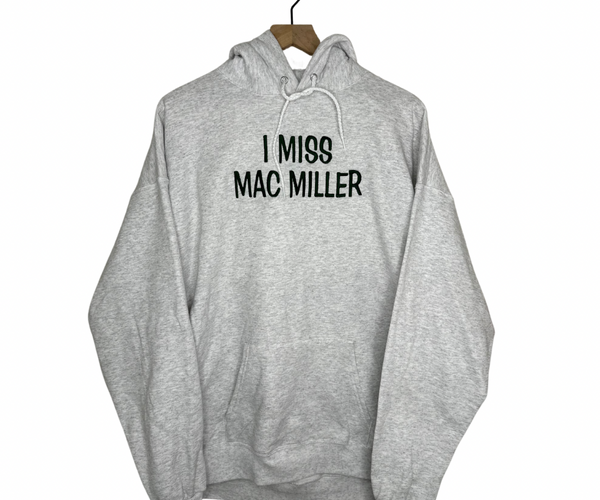 I Miss Mac Miller Custom Embroidered Ash Gray Hoodie