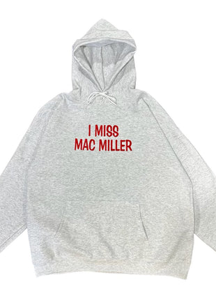 I Miss Mac Miller Custom Embroidered Ash Gray Hoodie