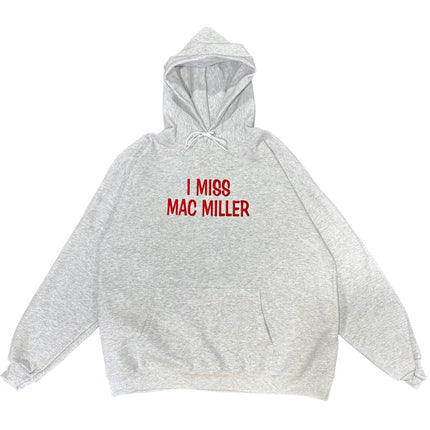 I Miss Mac Miller Custom Embroidered Ash Gray Hoodie